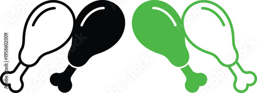Contrast between black and green illustrated chicken legs