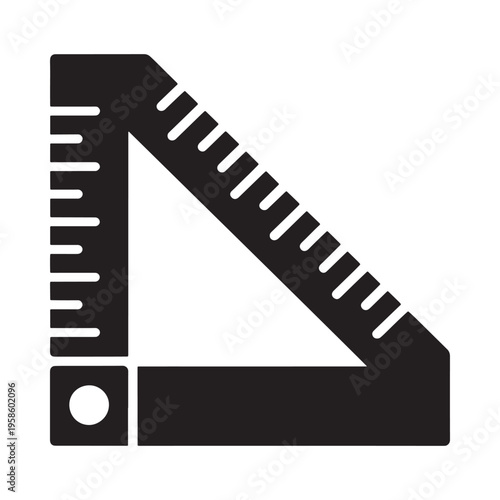 Simple black and white illustration of a triangular drafting tool