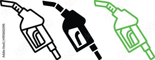 Fuel pump nozzles in different designs and outlines