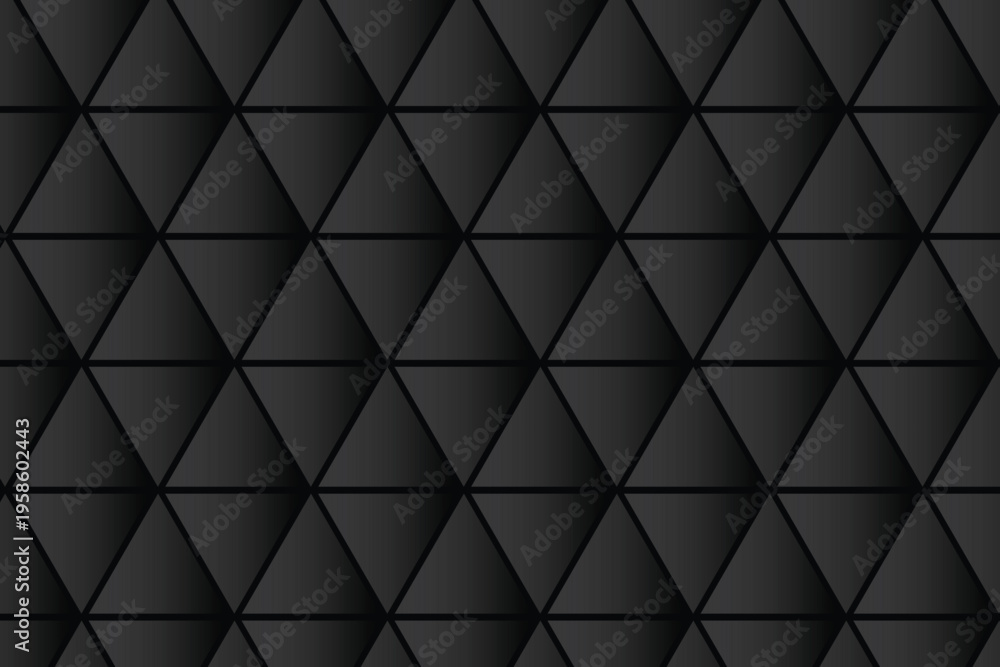 Obraz premium Dark triangle pattern background with subtle gradient shading. Minimal geometric polygon texture for modern tech UI and branding design. Elegant black mesh surface with clean structured layout.