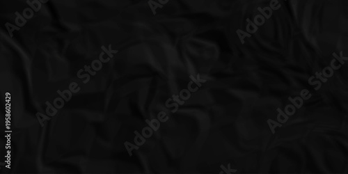 Crumple crushed black paper obsolete rumple craft design. wrinkle ripped creased crumple aged closeup recycled document grunge paper background.