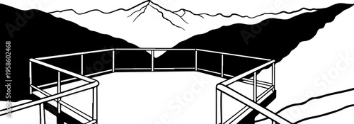 Mountain viewpoint, scenic overlook, observation deck, landscape architecture