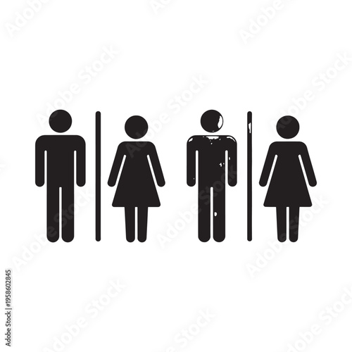 Simple black and white restroom signage depicting male and female figures