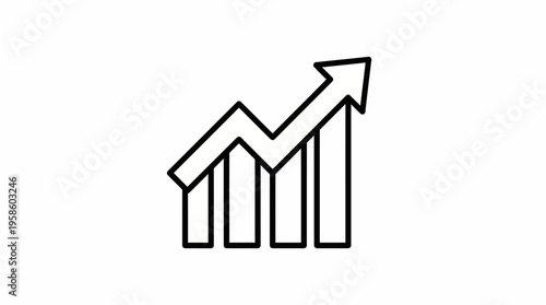 Free Download Outline Bar Graph with Upward Trend Arrow and Empty Bars on Isolated White Background, Business Growth Symbol - GFXLoad