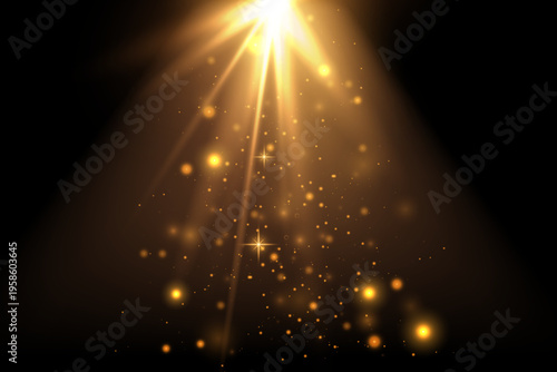 Golden Light Beam with Spark Particles