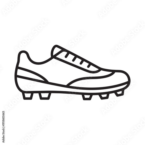 Simple line drawing of a single black and white soccer cleat
