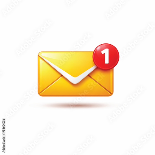 Modern Digital Illustration Icon of New Mail Message Notification on White Background