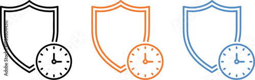 Long Term Protection Icon, flat outline vector illustration showing security shield