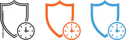 Long Term Protection Icon, flat outline vector illustration showing security shield