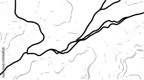 Black topographic lines, contour map illustration, vector terrain graphics, landscape design elements