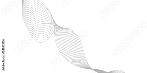 Blue vector illustration of a white feather isolated on a wavy gradient background with elegant lines and 3D digital art texture