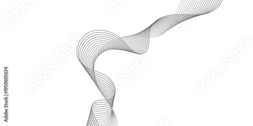 Vector illustration of a golf ball and club isolated on a white background featuring 3d blue waves and a motion gradient design with wavy lines