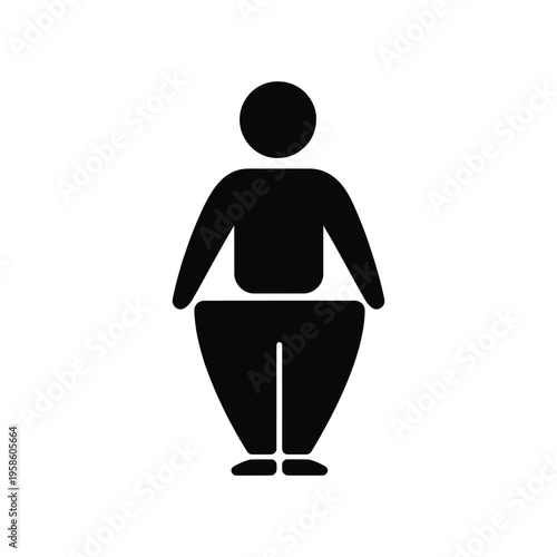 Overweight Person Silhouette Icon Body Shape Plus Size Figure Vector Illustration