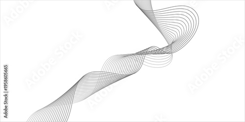 Abstract blue vector illustration of a feather background with wavy lines and artistic motion curves for digital wallpaper design