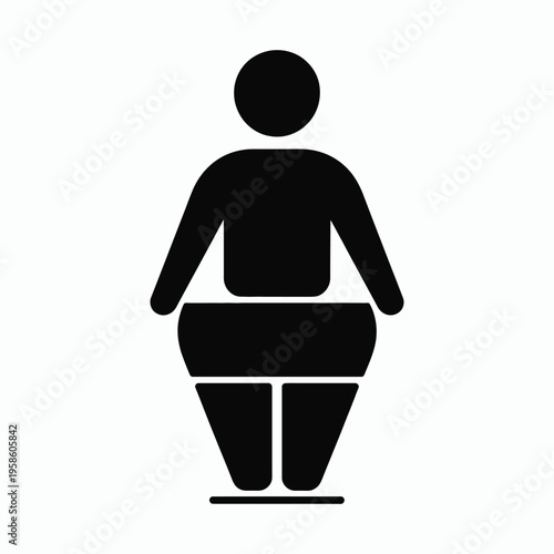 Overweight Person Silhouette Icon Body Shape Plus Size Figure Vector Illustration