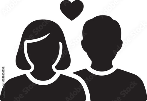 Vector art of couple with heart above them