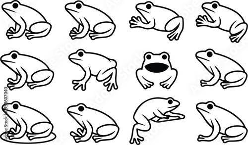 Frog Silhouette Icon Collection Set