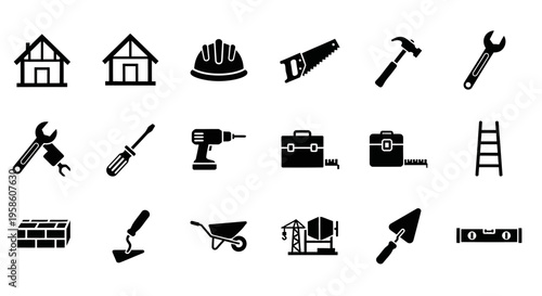 Collection of Construction Tools and Equipment for Building Projects