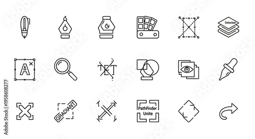 Collection of Creative Editing and Design Icons for Visual Projects