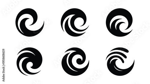 Gradient wave silhouette logo pack display on white background for branding and design