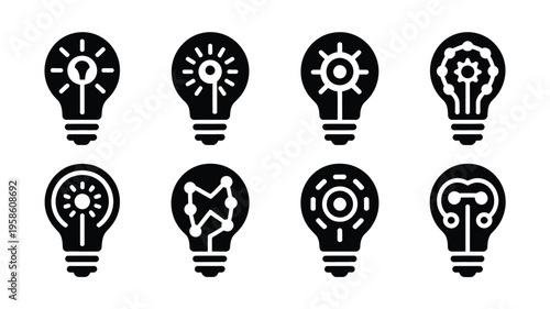 Innovative technology icons set with lightbulb designs for business and creativity