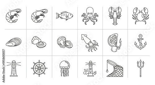 Collection of Diverse Marine and Nautical Symbols for Design Projects
