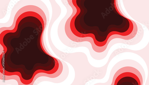 Red abstract paper cut topographic map background