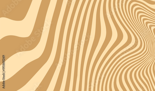 Retro wavy lines abstract brown cream background
