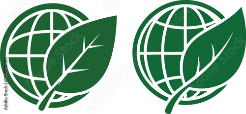 Green leaf and globe logo for environmental organization