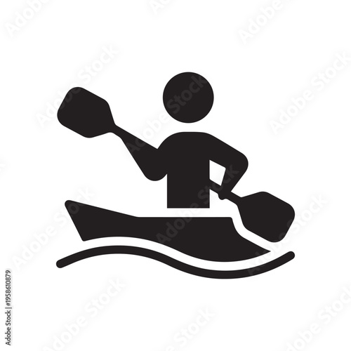 Rowing sport training vector icon. filled flat sign for mobile concept and web design. Canoe racing glyph icon. Summer sports game symbol, logo illustration. Pixel perfect vector graphics