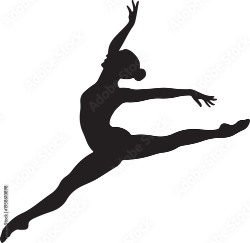 Gymnast Jump Silhouette Icon,Dancer Jumping Silhouette Icon