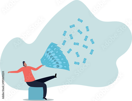 Earn money make profit from investment, savings, income or salary increase, get rich and earn more wealth.human life and situation.