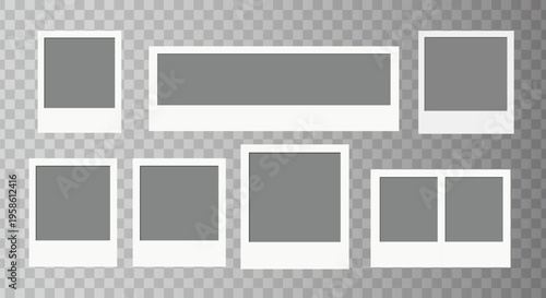 Collection of blank polaroid photo frames for mockups