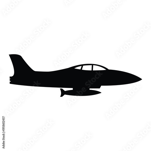 Dynamic silhouette icon of a sleek jet aircraft soaring through the air, embodying the spirit of flight, speed, and advanced aerospace design
