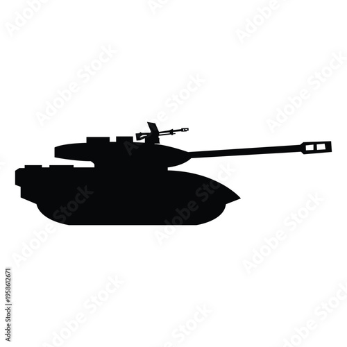 Powerful military tank silhouette on a white background, symbolizing defense, strategy, and armored warfare capabilities