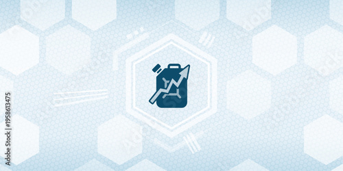 Vektor design of fuel jerrycan with rising arrow representing increasing gasoline prices oil market inflation and energy supply crisis impact