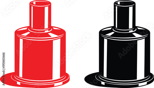 Two metallic bottle caps with cylindrical openings