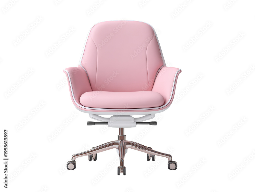 Obraz premium Pink ergonomic office chair with cushioned seat and swivel base