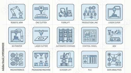 Comprehensive Automation and Engineering Icons for Modern Industrial Processes
