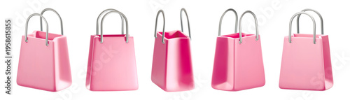 3d shopping bag vector icon set illustration isolated on white