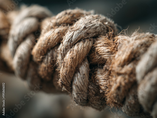 Wallpaper Mural Close-Up Macro of Weathered Nautical Hemp Rope Knot with High Texture Aesthetic Torontodigital.ca