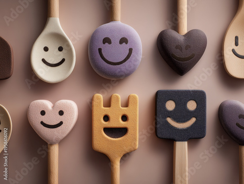 Wallpaper Mural Emotional Feedback Emoji Spoons for Customer Service and HR Sentiment Aesthetic Torontodigital.ca