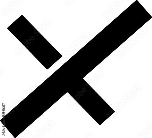 Black X mark, cross symbol, vector icon, rejection sign