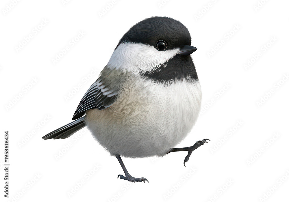 Fototapeta premium A small bird with distinctive black and white markings isolated on transparent background