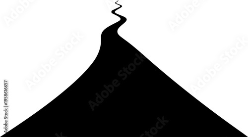 Volcano icon, black silhouette, eruption symbol, vector graphic