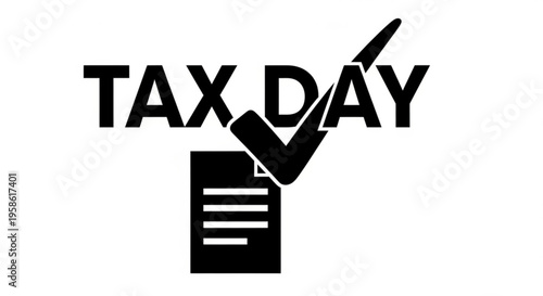 A minimalist vector graphic illustration of a tax day icon with a checklist