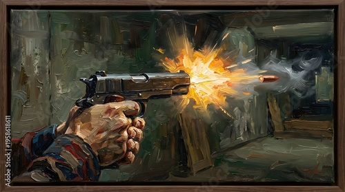 painting shooting pistol art