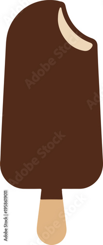 Chocolate Ice Cream on Stick with Bite Taken white background