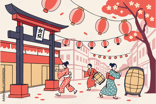 Japanese Festival (Matsuri) Vector