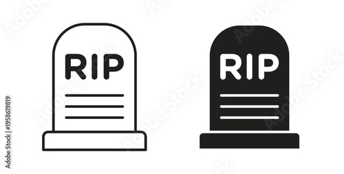 Tombstone icon linear pictogram. Editable Stroke. Isolated Vector Illustration.